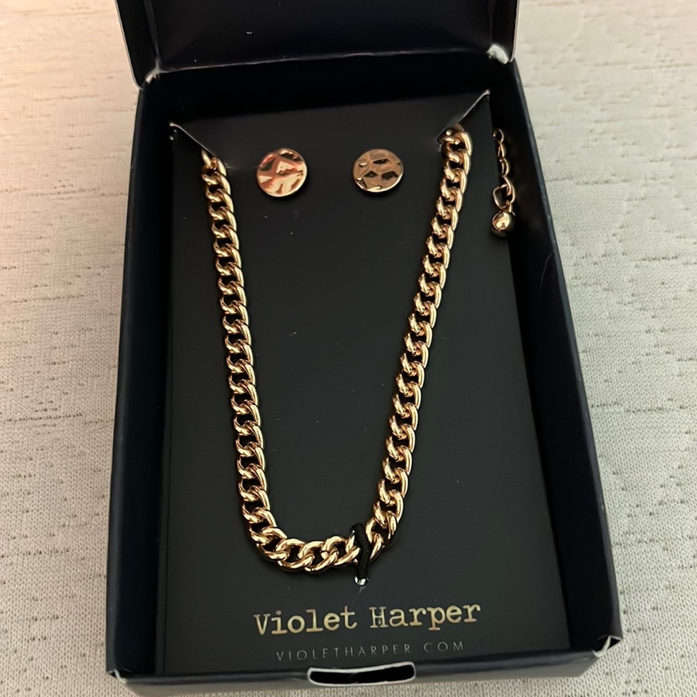Violet Harper necklace and earrings set. New in the box.